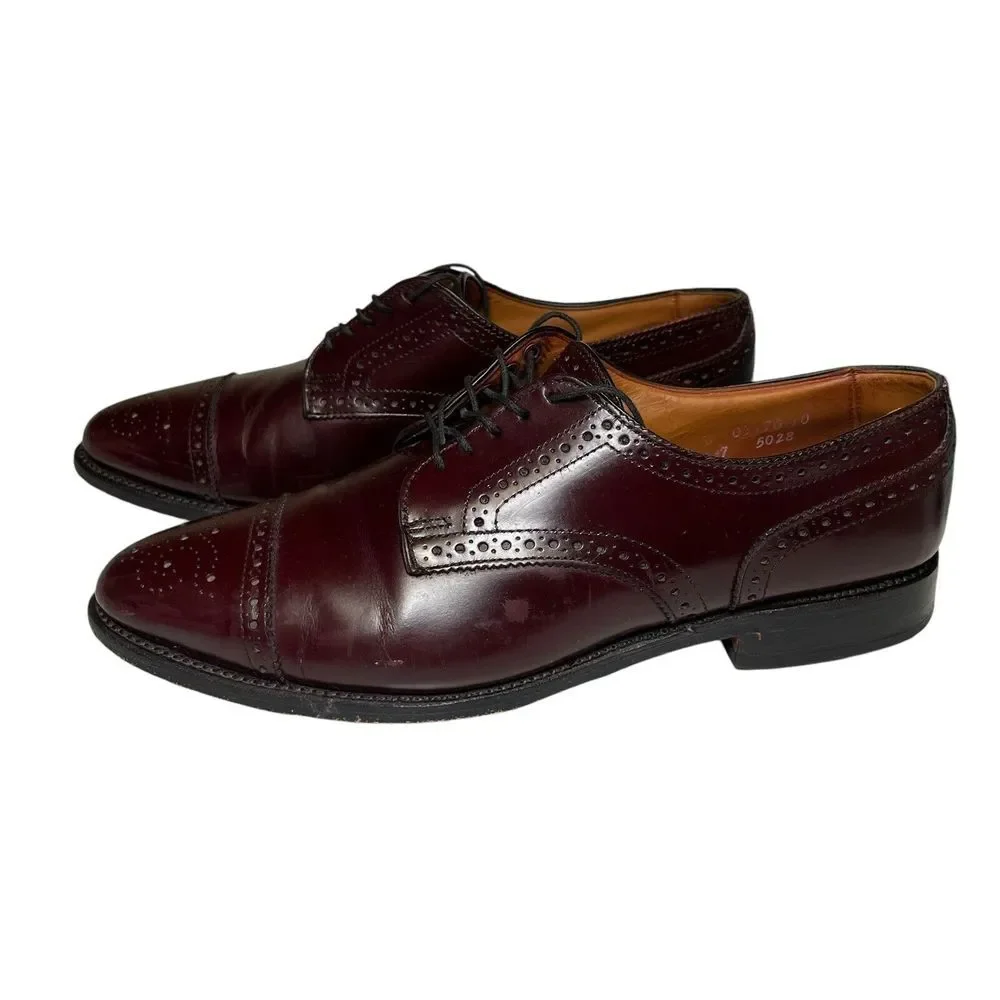 Allen Edmonds SANFORD Burgundy Leather Cap Toe‎ Oxford Dress Shoes 5237 Size 9D